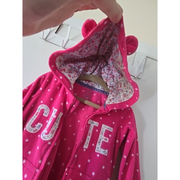 Carter's Toddler 18 Month Pink Footless Hooded Fleece  Zip One Piece Pajamas PJs - Picture 6 of 8